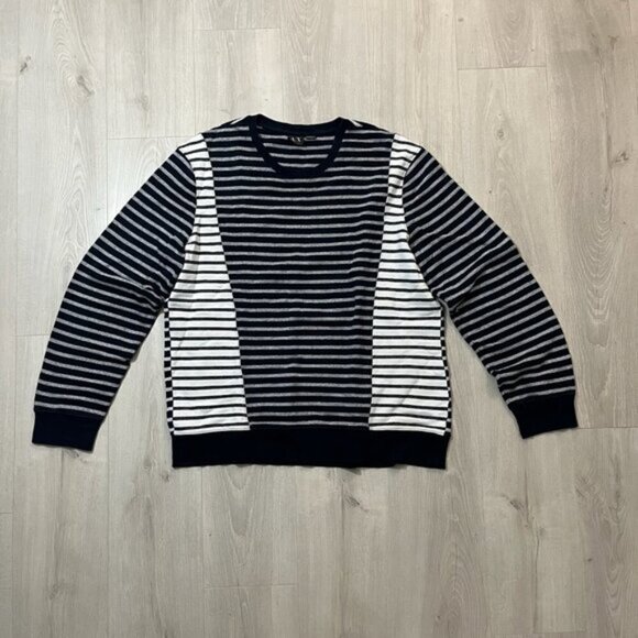 Armani Exchange Crew Neck Striped Knit Pullover Sweater Men's XXL Black White - Picture 2 of 6
